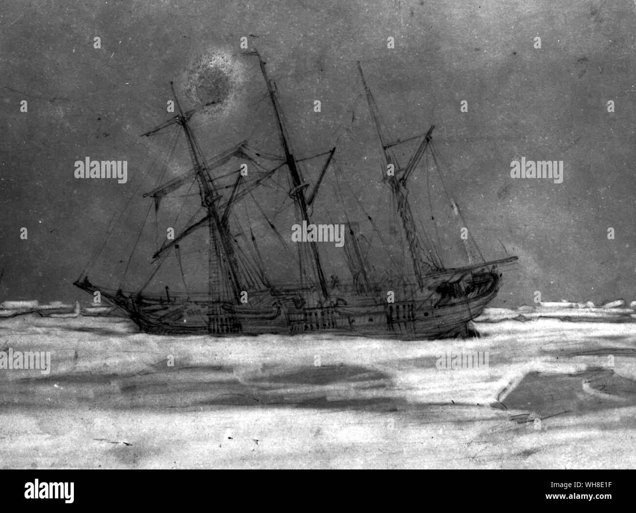 Antarctic Expedition 1914-16, the ship Endurance breaking up, recovered from the wreck, by George Maiston. From Antarctica: The Last Continent by Ian Cameron page 59. Stock Photo