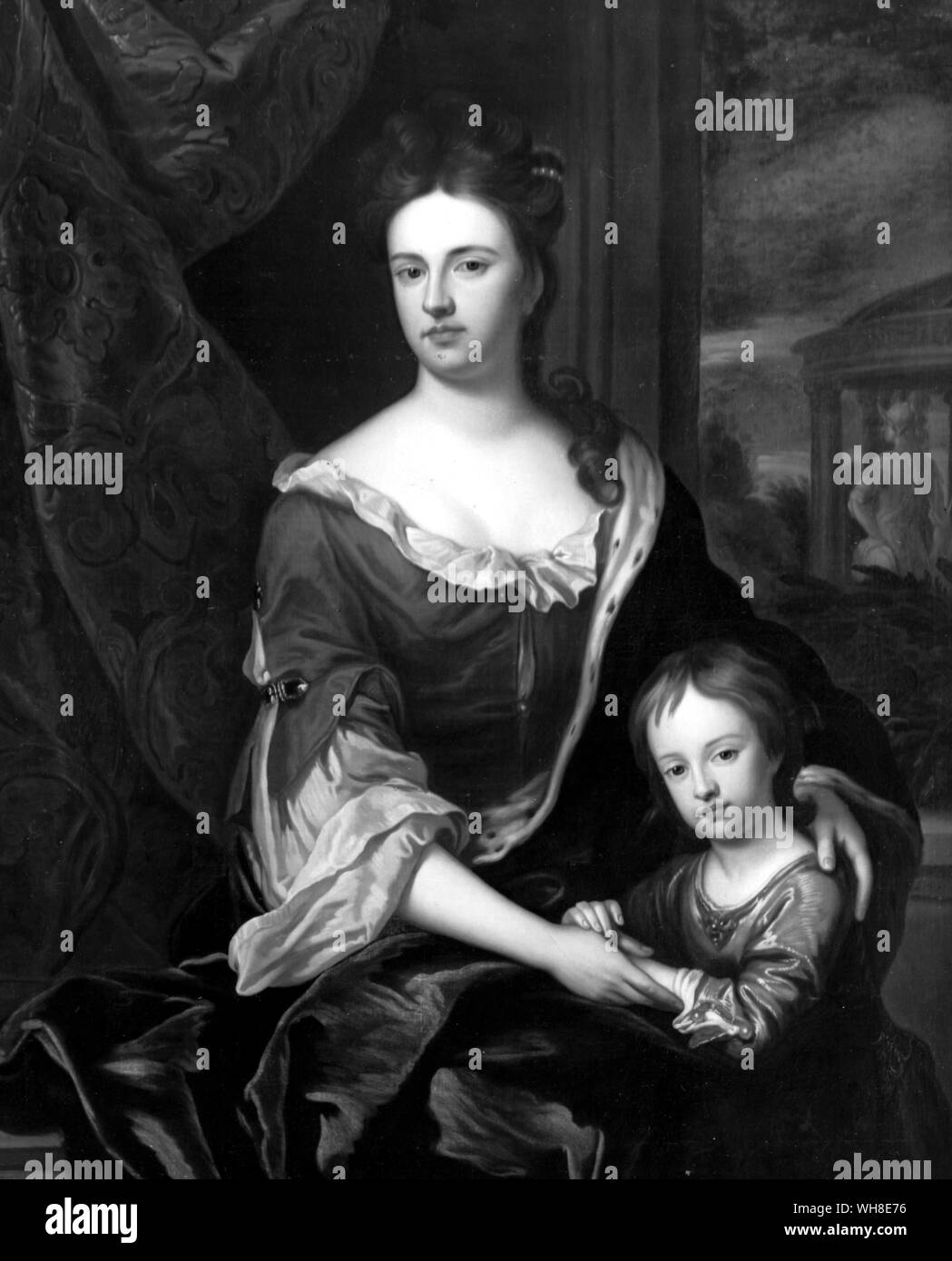 Anne, Queen of England, Scotland and Ireland (1665-1714) and William Duke of Gloucester, her only son to survive infancy.. . Stock Photo