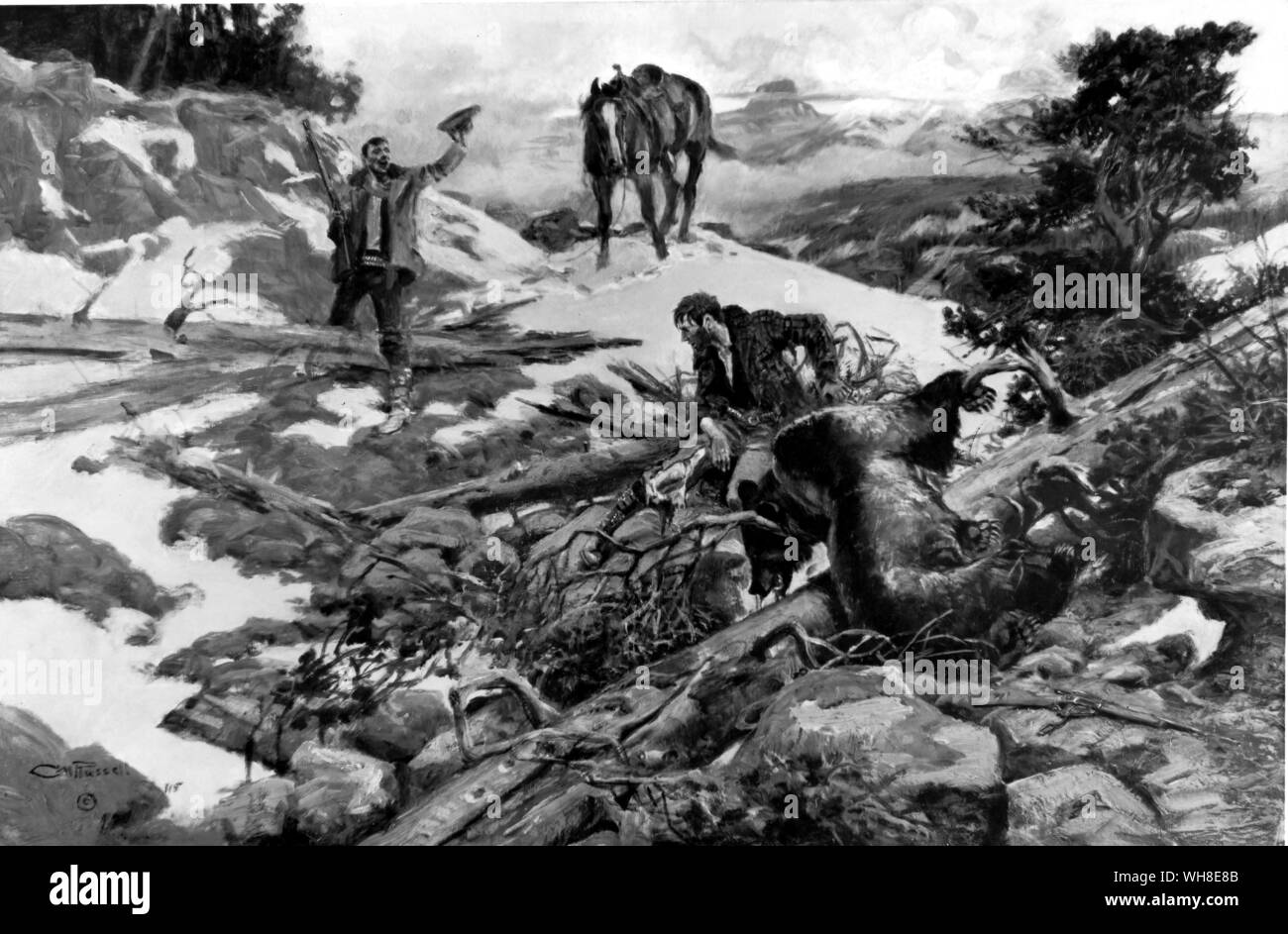 The Price Of His Hide, 1915, by Charles Marion Russell (1864-1926), also known as C. M. Russell. One of the great artists of the American West. . . . Stock Photo