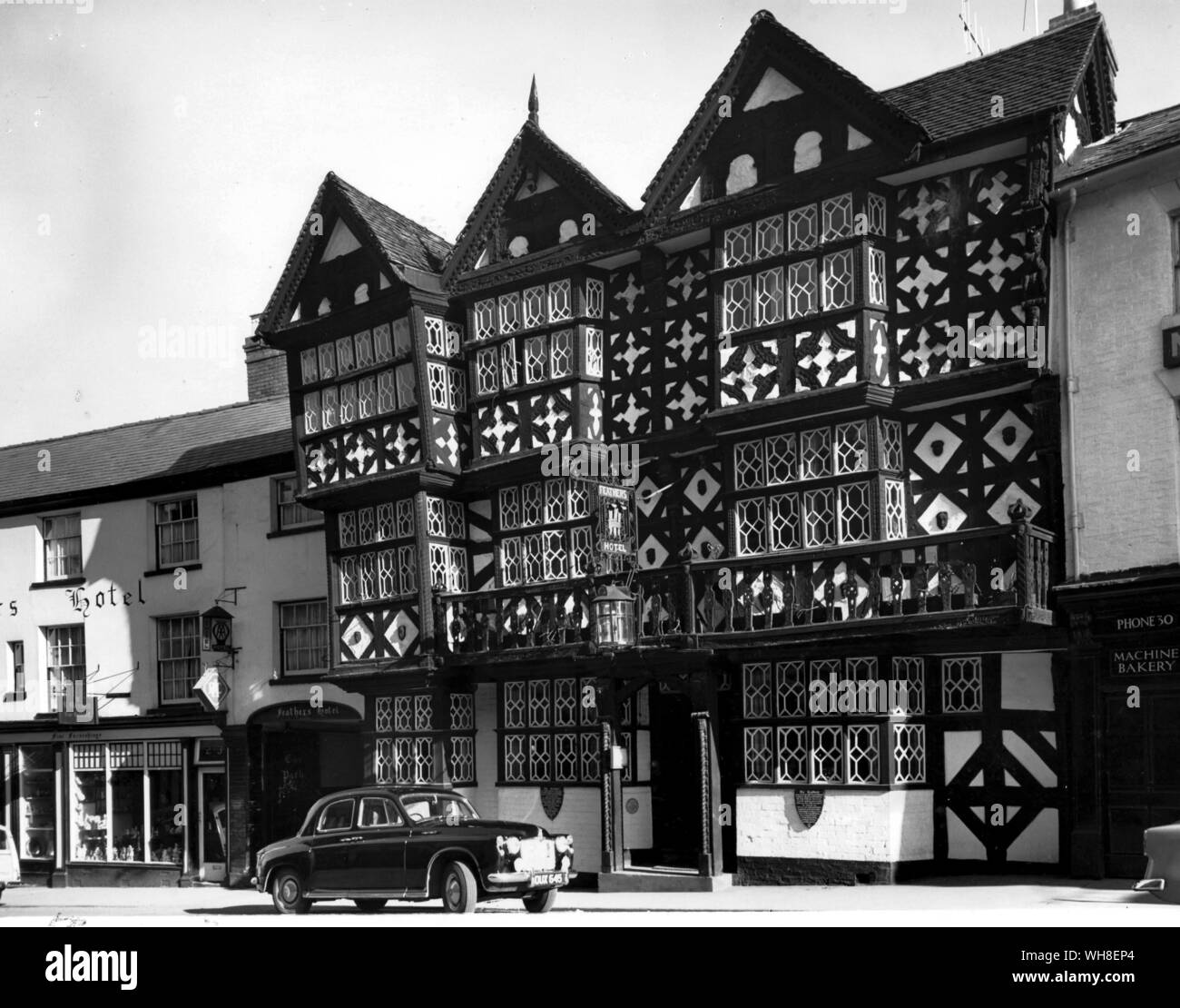 Salop Ludlow, The Bull Ring, The Feathers Hotel. Stock Photo