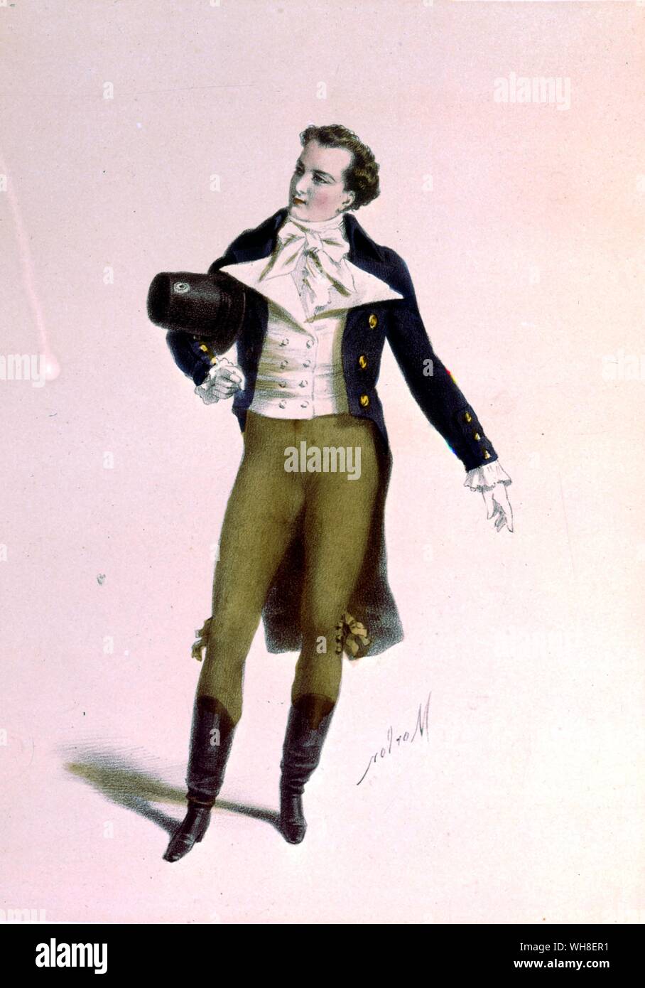 The actor Bressant as Humbert in Le Lion Amoureux (The Lion In love), Costumes des theatres (Costumes of the theatres) 1860. From La Vie Parisienne by Joanna Richardson (1860). Stock Photo