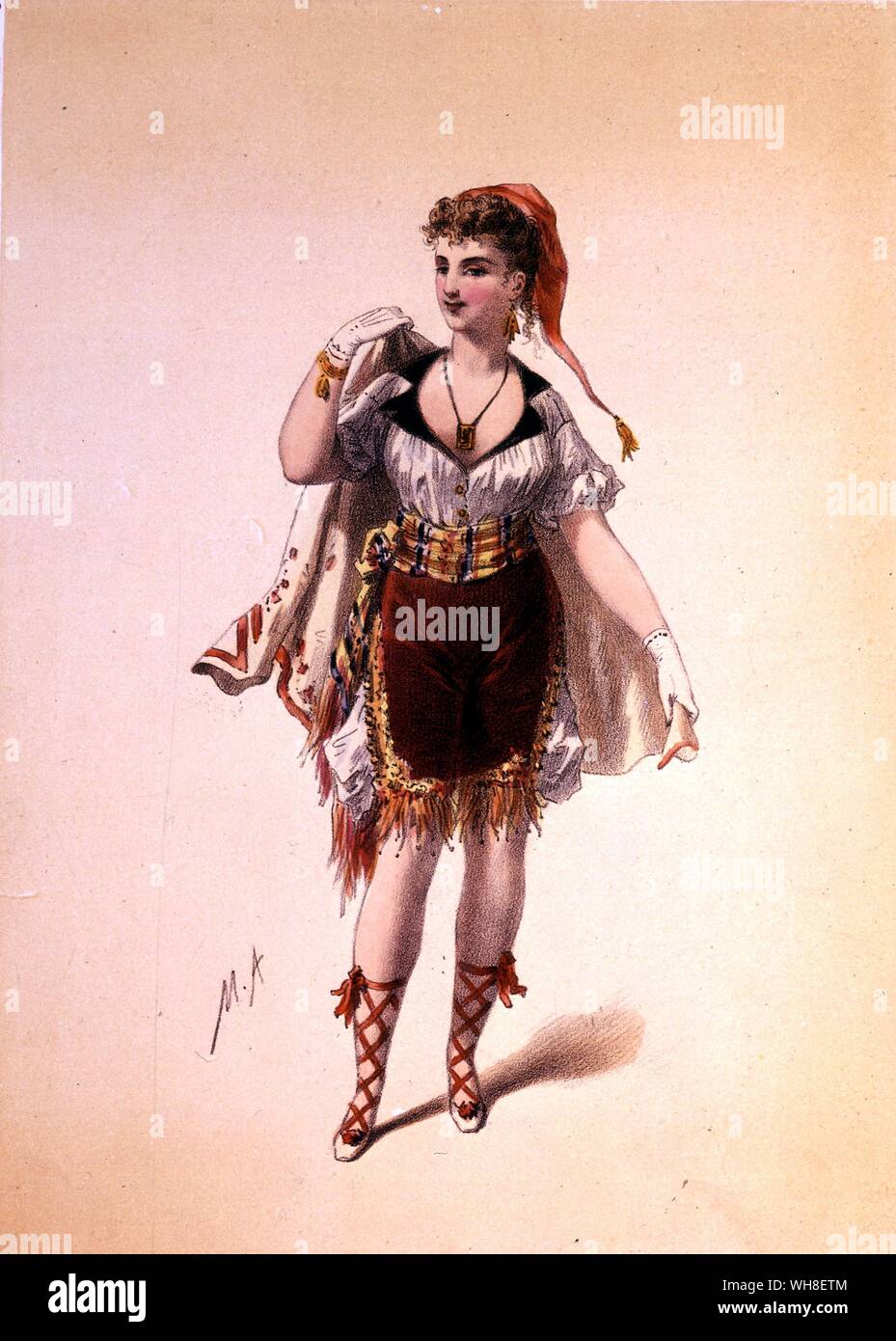 Pecheur Napolitain (Neapolitan Pechor). Costumes des theatres (Costumes of the theatres) 1860. . La Vie Parisienne by Joanna Richardson (1860) page 91. La Vie Parisienne (Parisian Life), by Jacques Offenbach (1819-1880) is a five-act opera about cosmopolitan life in Paris in the 1860s. Jacques Offenbach was a German-born, French composer and cellist, and one of the originators of the operetta form, a precursor of the modern musical comedy. . . . Stock Photo