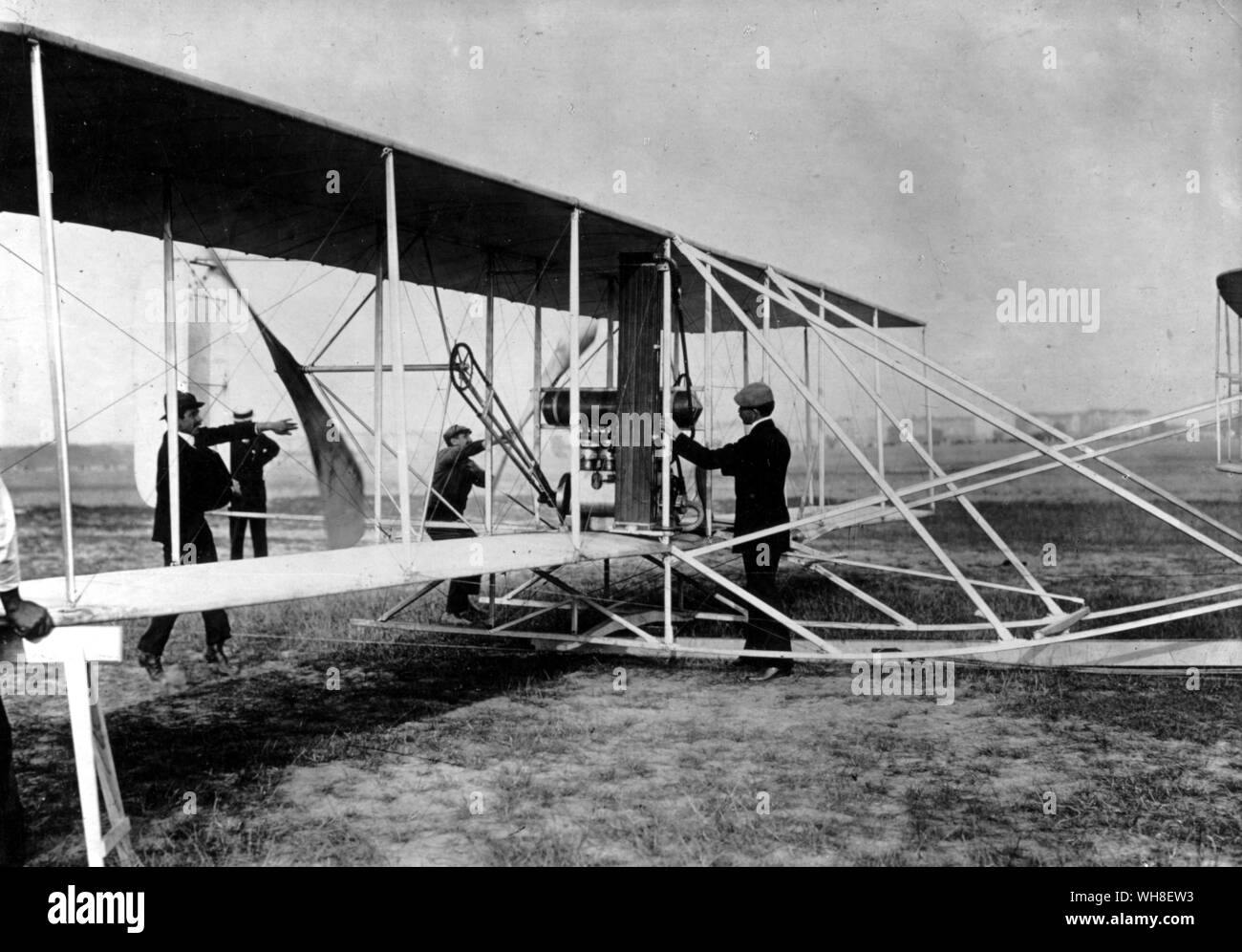 Orville Wright 1908, Virginia: Testing the new Wright Brothers Biplane..   . . .  . Stock Photo