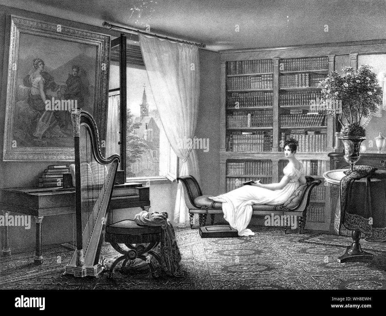 Upper Class: Madame de Recanmier dans son salon (Madame de Recanmier in the sitting room). Stock Photo