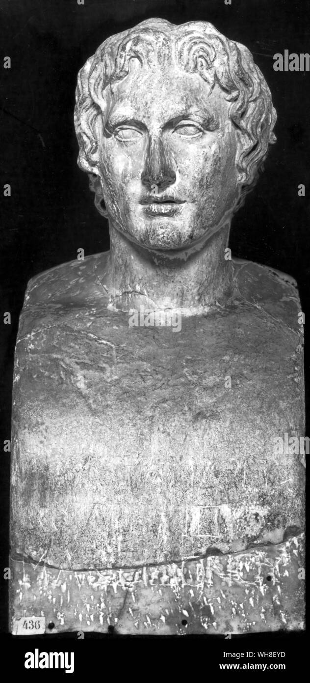 Alexander the Great (356 BC-323 BC), King of Macedon 336-323 BC, Azara Head. Considered one of the most successful military commanders in world history, conquering most of the known world before his death. The Nature of Alexander, by Mary Renault. Stock Photo
