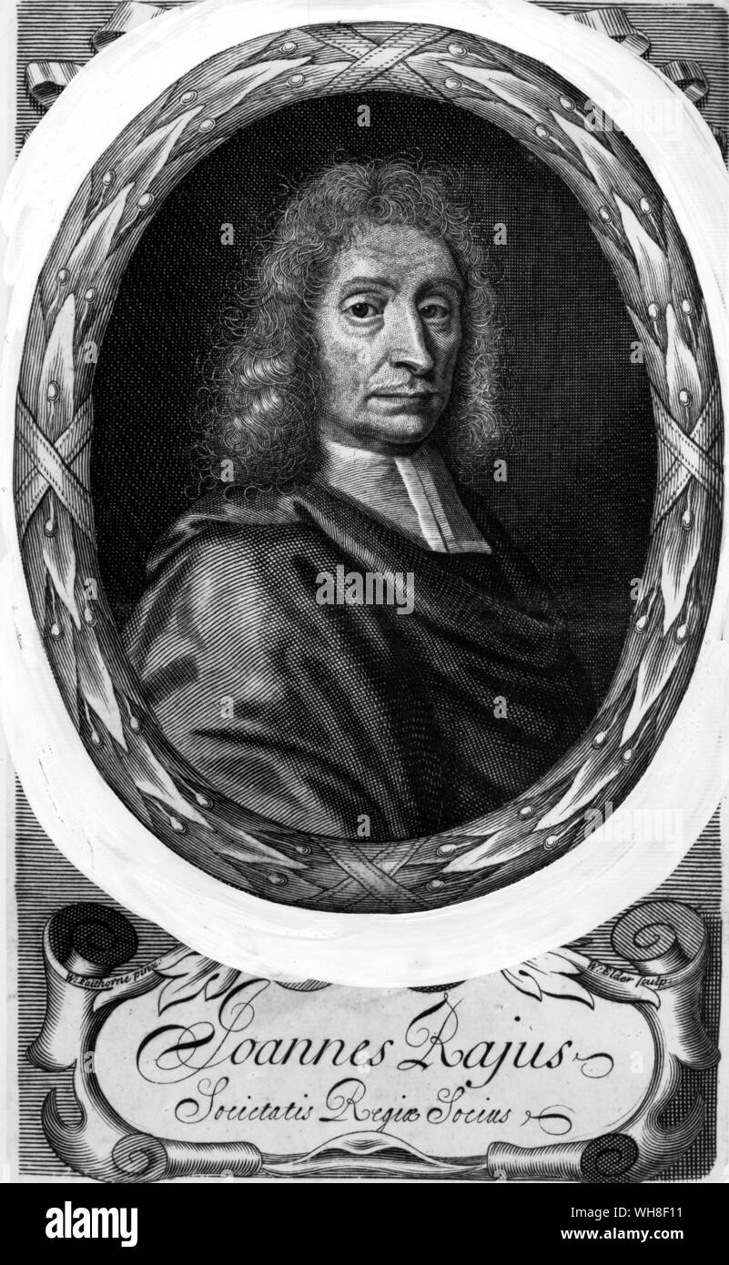 John Ray (1627-1705) English Naturalist. Until 1670 he wrote his name as John Wray. His classification of plants in his Historia Plantarum was an important step towards modern taxonomy. Ray rejected the system of dichotomous division by which species were classified according to a pre-conceived, either/or type system, and instead classified plants according to similarities and differences that emerged from observation. His method advanced scientific empiricism against the deductive rationalism of the scholastics. The Complete Naturalist - A Life of Linnaeus by Wilfred Blunt, page 31.. . Stock Photo