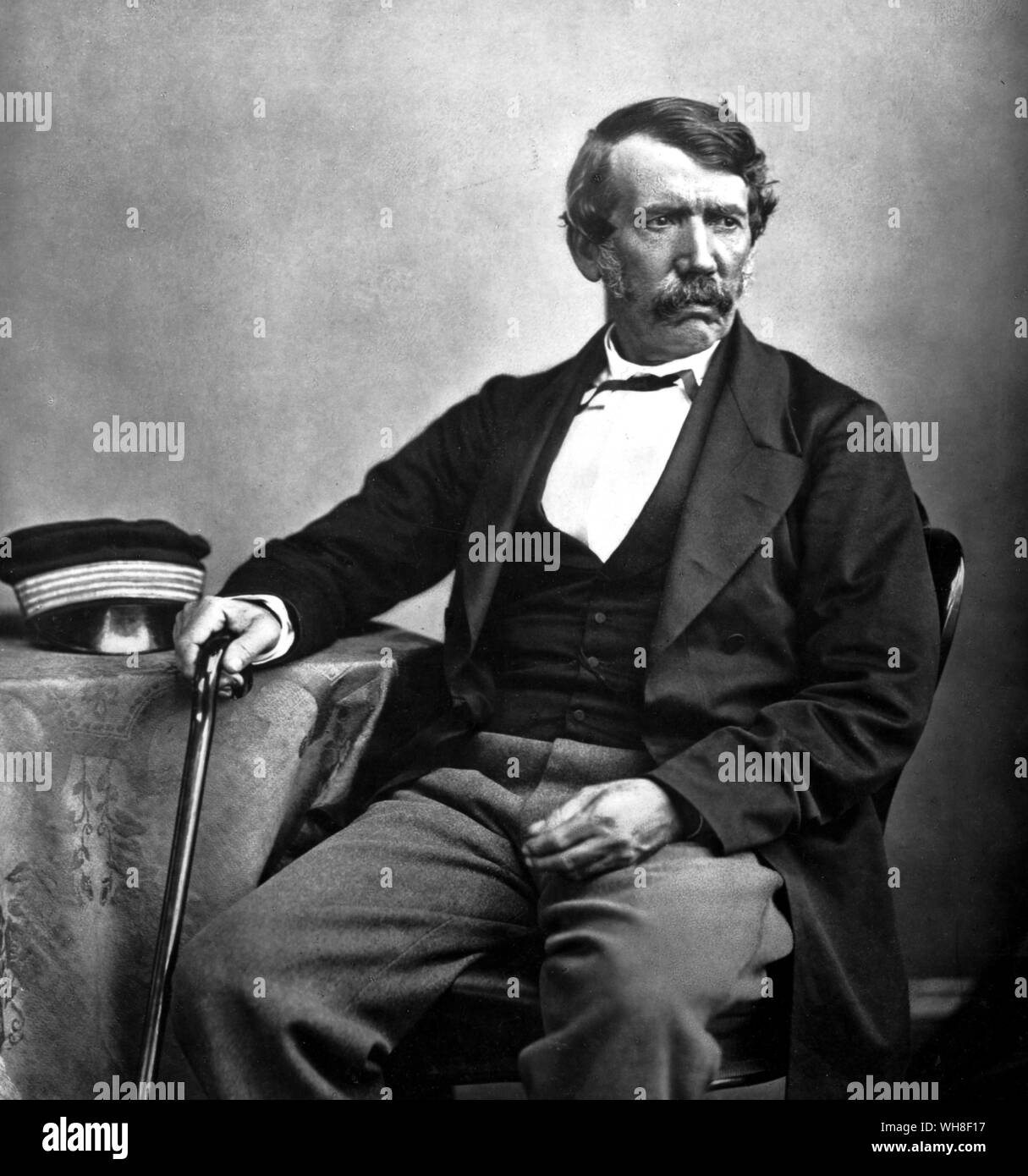 David Livingstone (1813-1873), at Hamilton Lanarkshire Scotland 1864. Scottish missionary and explorer. He travelled extensively in Africa and discovered the Victoria Falls and the Zambezi River. . . . . . Stock Photo