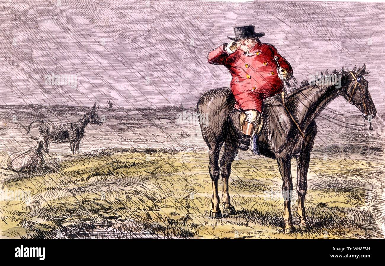 Mr Jorrocks has a bye day. Mr Jorrocks Hunt, 1854 from English Humour by J B Priestley. Stock Photo