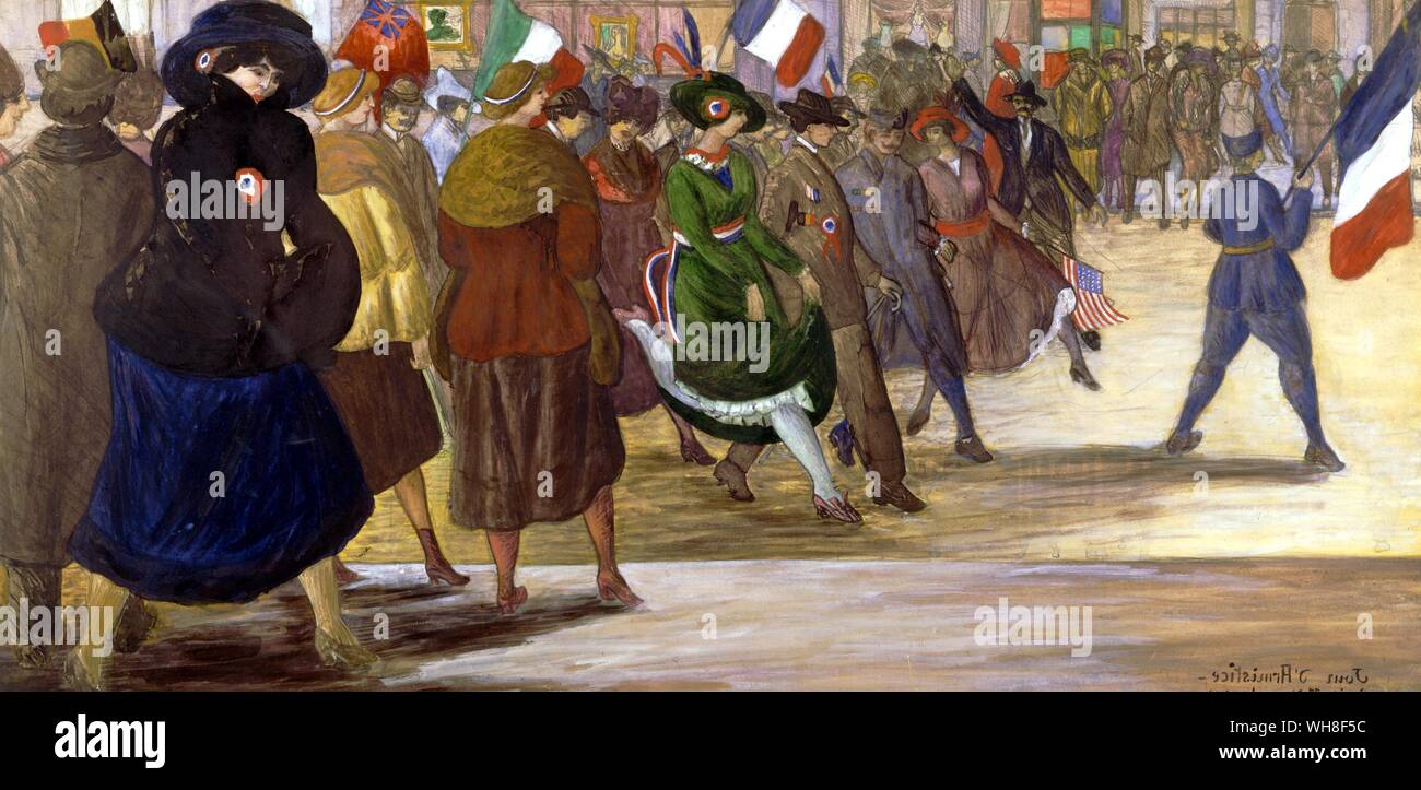 World War One. Armistice Day 11 November 1918, Paris, by Gaspard Maillol (1861-1944). The Great War, by Correlli Barnett, page 156. Stock Photo