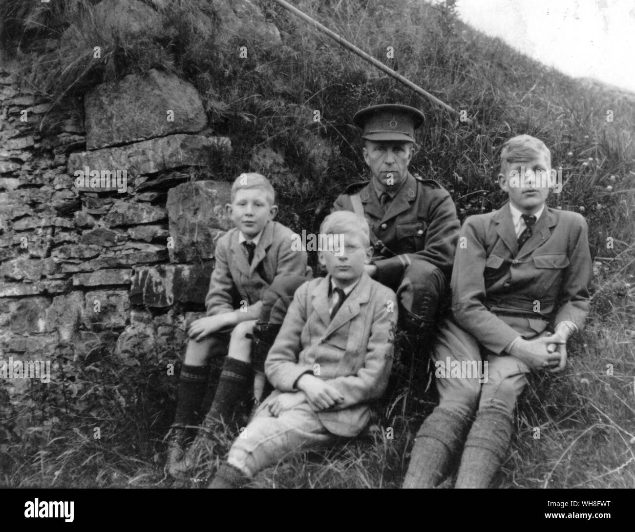 The Auden brothers on holiday in Rhayader, Wales, during World War One. W H Auden, The Life of a Poet, by Charles Osborne.. Stock Photo