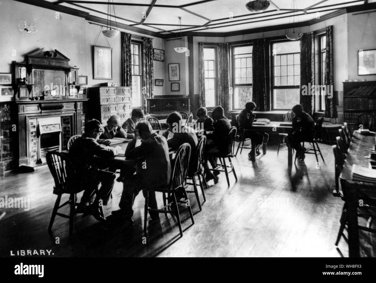 The Library at St Edmund's where W H Auden worked when in Form IV (the Common Entrance form) 1919. W H Auden, The Life of a Poet, by Charles Osborne.. Stock Photo