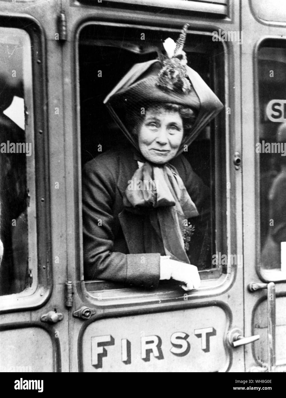 Mrs (Emily) Emmeline Pankhurst, born Goulden, (1857-1928). English suffragette and founder of the Women's Social and Political Union. The Genius of Shaw page 173. Stock Photo
