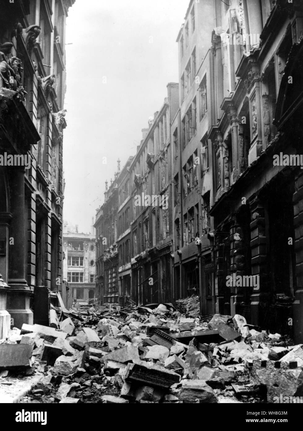 Mincing Lane after the Blitz, Second World War. Stock Photo