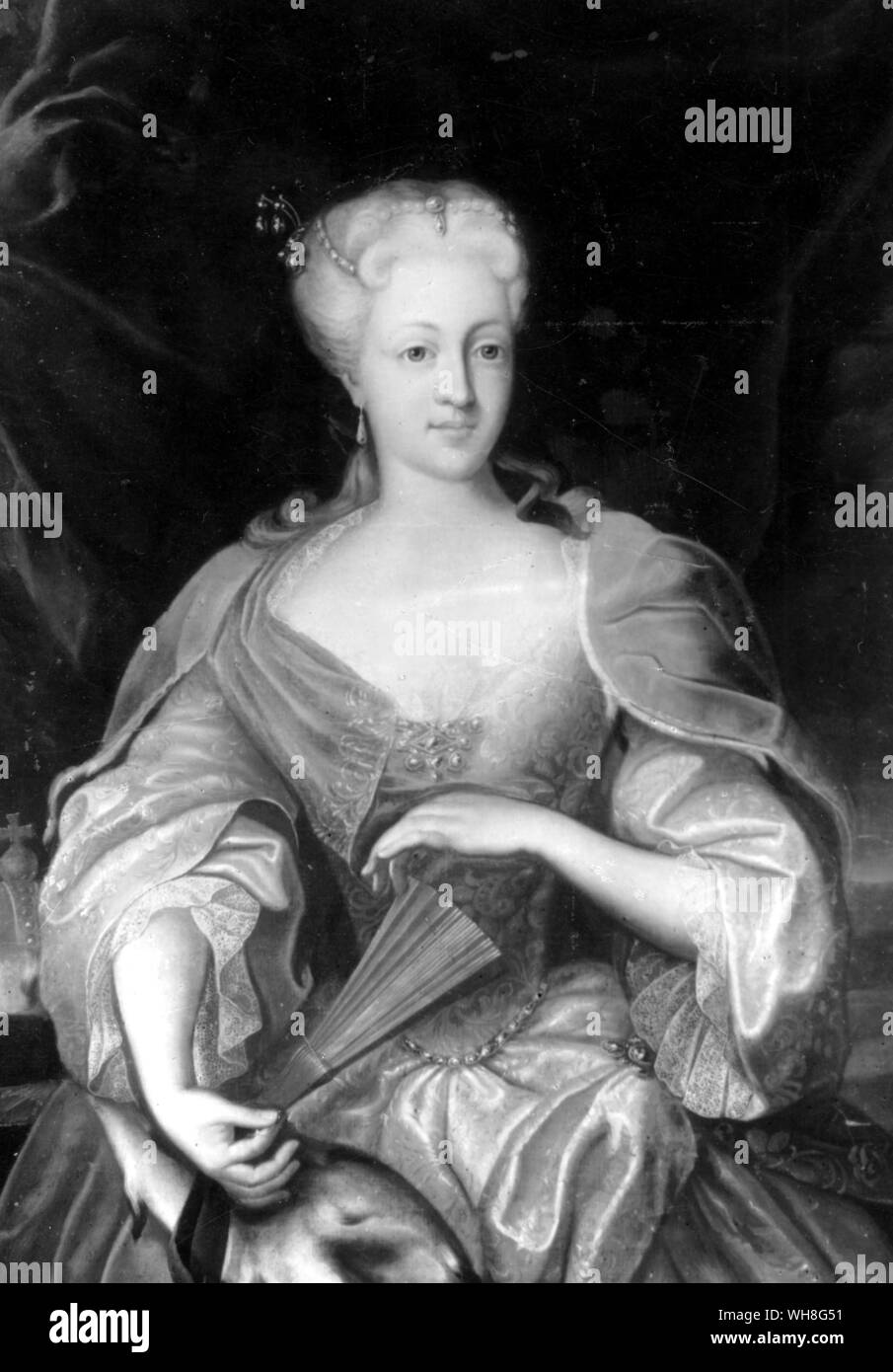 Maria Theresa, Archduchess of Austria, as a young woman (1717-1780). The first and only female head of the Habsburg dynasty. She was Archduchess of Austria, and Queen of Hungary and Bohemia and ruler of other territories, from 1740. Frederick the Great by Nancy Mitford, page 88.. . . . . Frederick the Great by Nancy Mitford page 88. Stock Photo