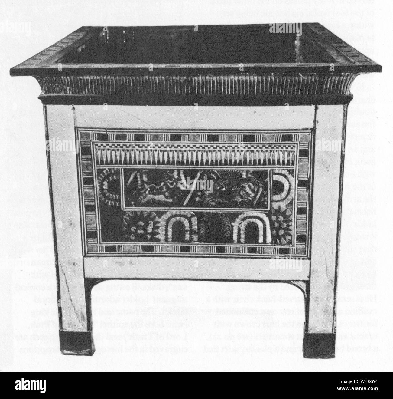 Ornamented Chest found in Tutankhamun's tomb. The Treasures of Tutankhamen, The Exhibition Catalogue by  I E S Edwards, page 102. Stock Photo