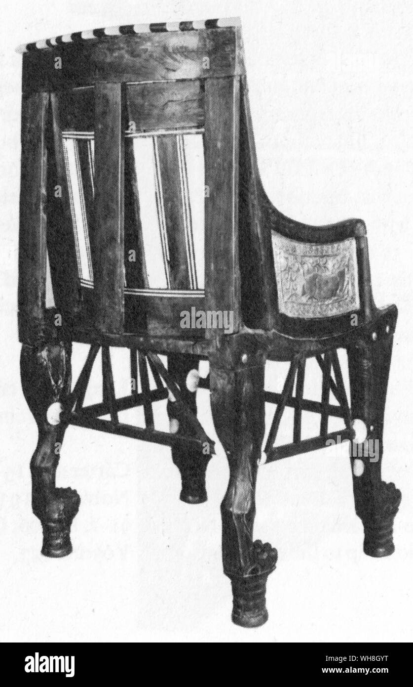 Child's chair found in Tutankhamun's tomb. The Treasures of Tutankhamen, The Exhibition Catalogue by I E S Edwards, page 94. Stock Photo