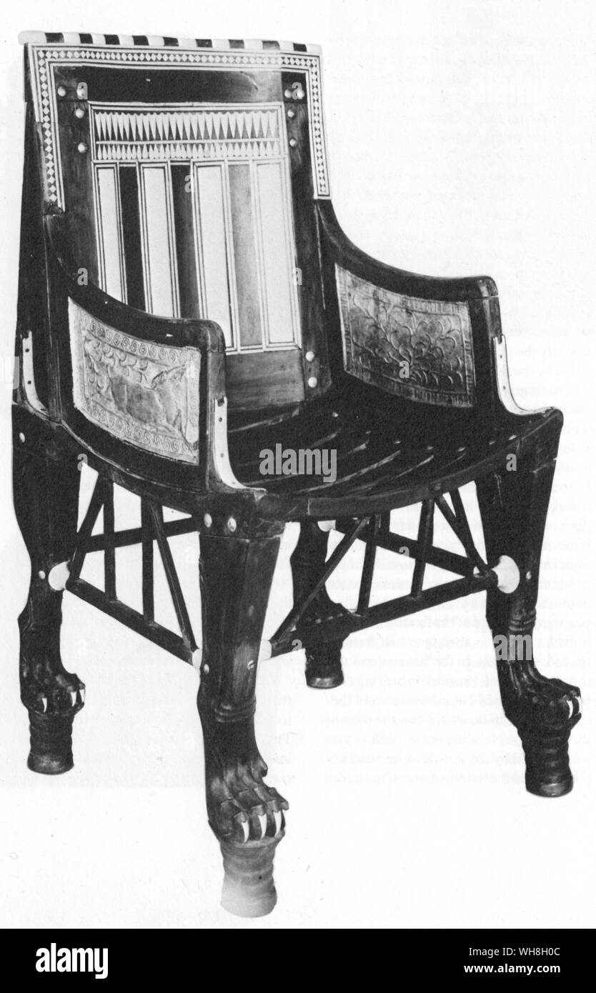 Child's chair found in Tutankhamen's tomb. The Treasures of Tutankhamen, The Exhibition Catalogue by I E S Edwards, page 95. Stock Photo