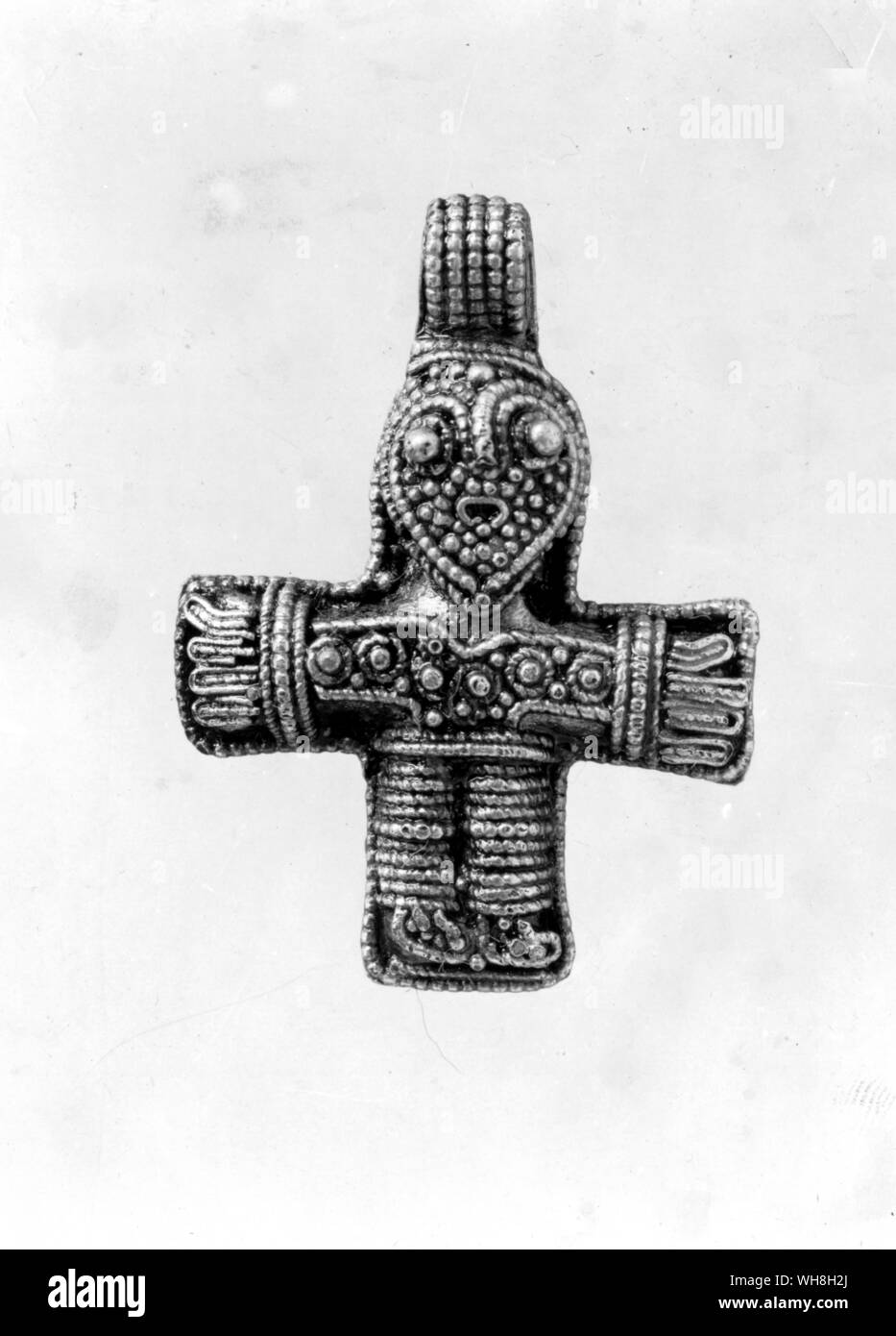 Silver-gilt pendant cross of the tenth century. The Opening of the World by David Divine, page 69. Stock Photo
