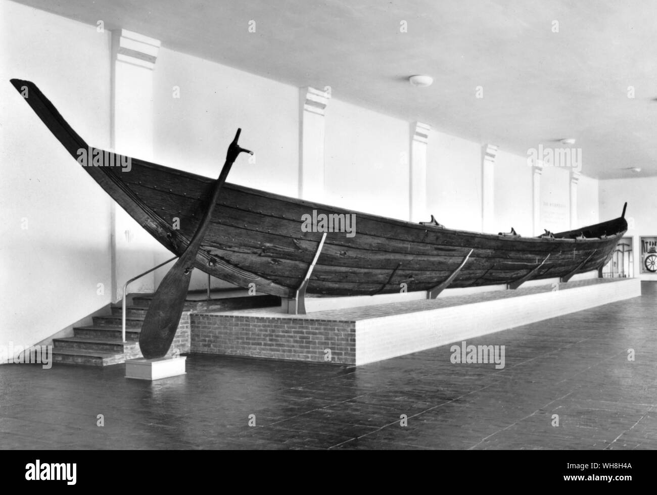 The Nydam ship of 300 AD. The Opening of the World by David Divine, page 59. Stock Photo