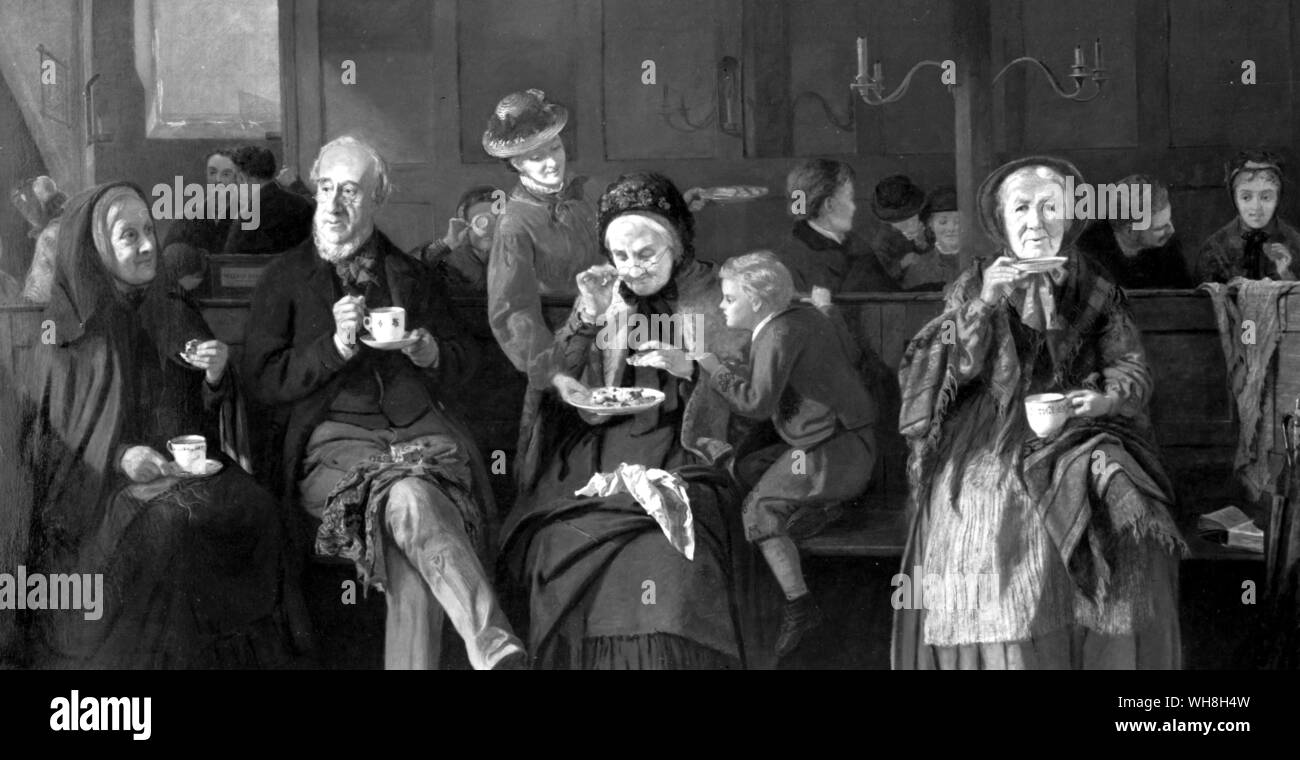 The Tea Party 1877 by Ellen Conolly (fl.1873-85). Stock Photo