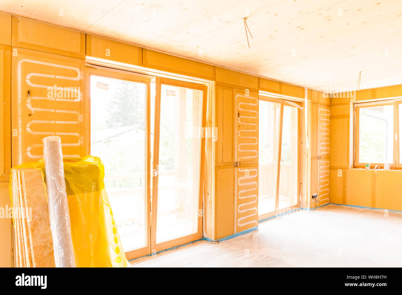 Construction site of a wooden house Stock Photo