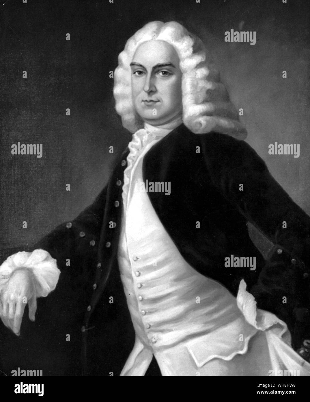 Governor Samuel Ogle (1694-1752)) is said to be descended from an ancient and noble Northumbrian family. His relationship with Henry VII's Master of Horse (see p.29) is speculative. He was three times Governor of Maryland, to which post he was appointed by Lord Baltimore. After he turned from Spanish 'Barbs' to thoroughbreds he travelled regularly to England, bringing back, among others, Spark, a present from Lord Baltimore to whom he had been given by Frederick Prince of Wales. The History of Horse Racing by Roger Longrigg, page 111. Stock Photo