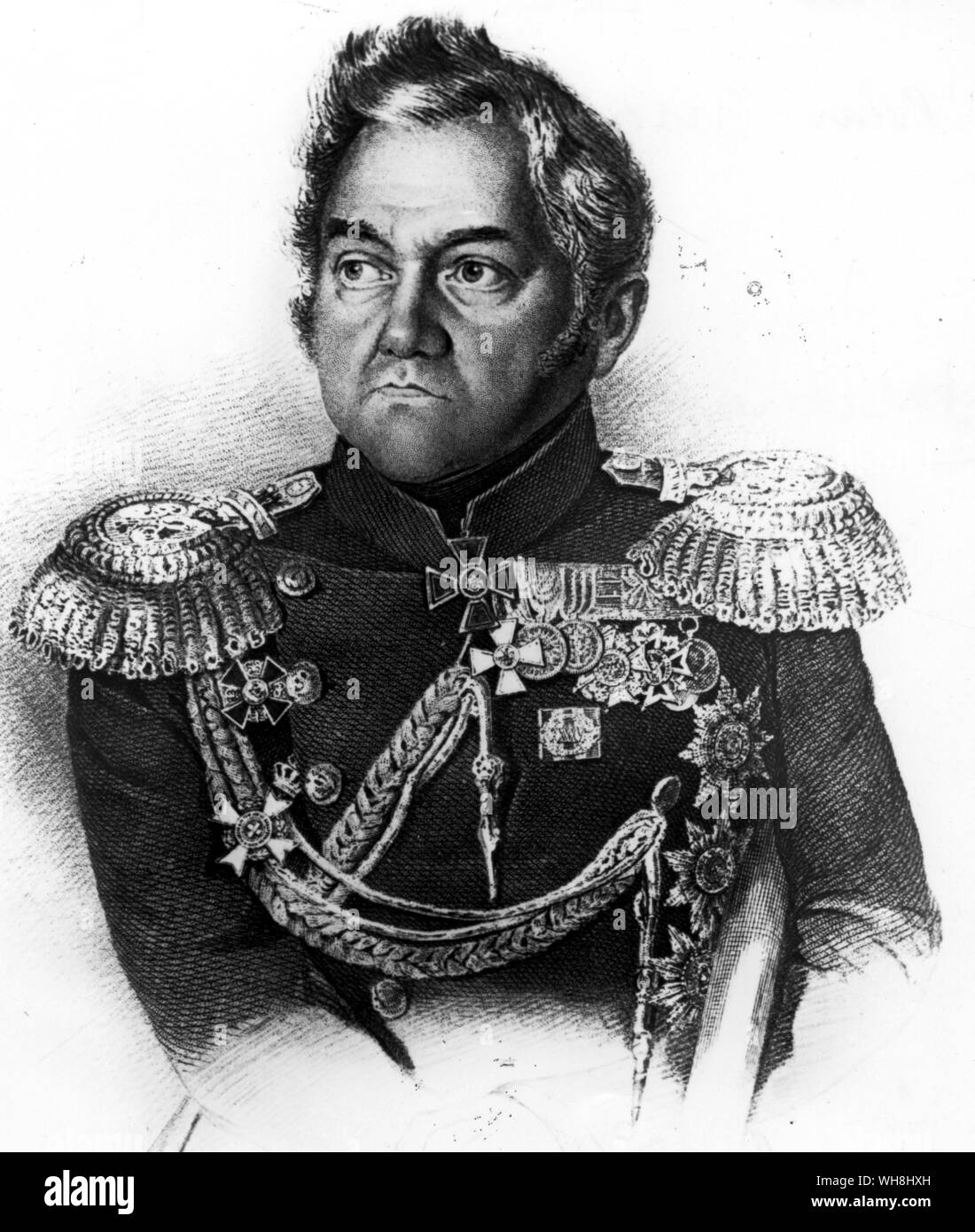 Mikhail Petrovich Lazarev (1788-1851), Russian fleet commander and explorer, Admiral (1843). Antarctica: The Last Continent by Ian Cameron, page 78. Stock Photo