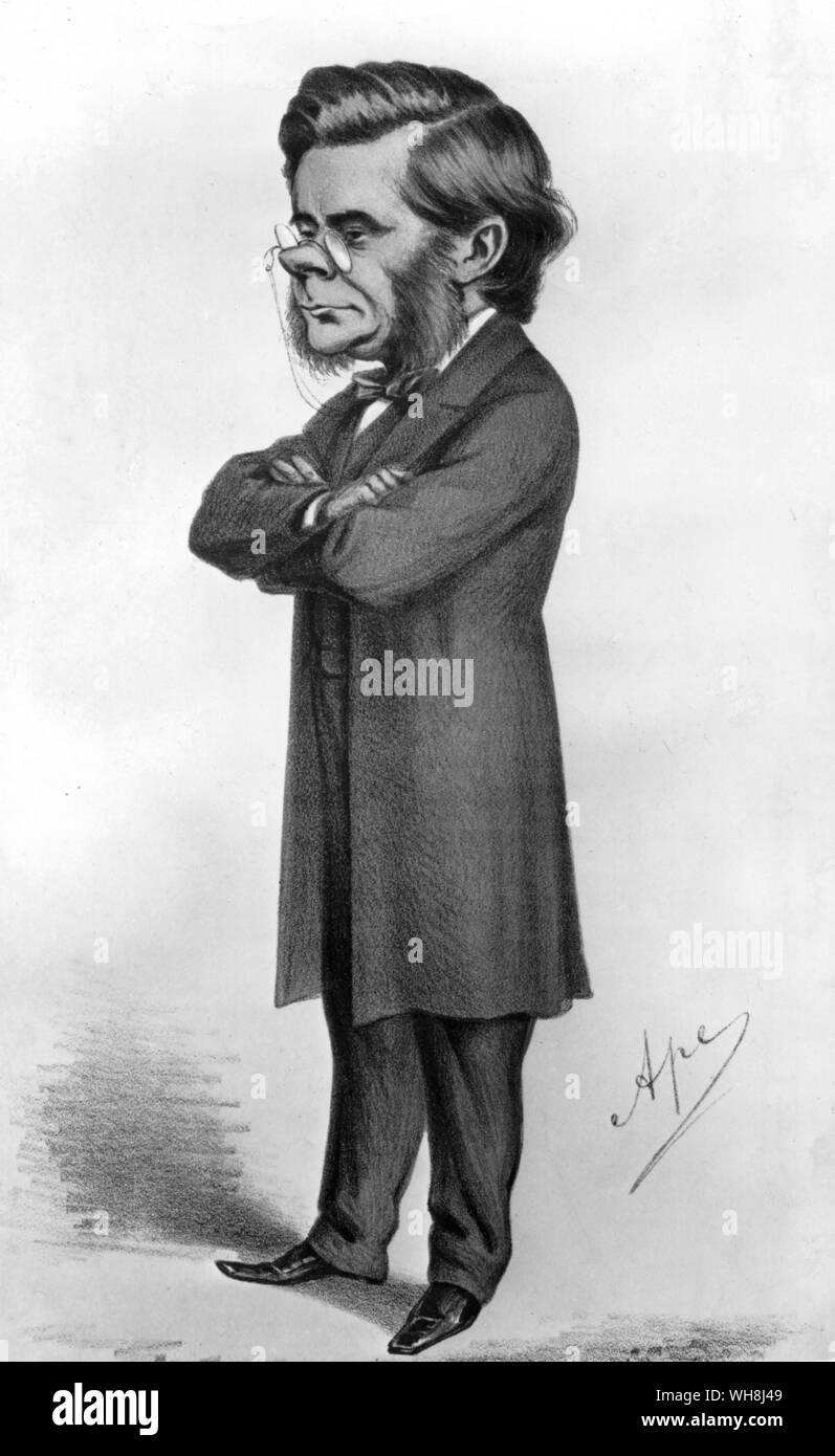 T. H. Huxcley - caricature by 'Ape' in Vanity Fair, at the time of the Oxford meeting. Darwin and the Beagle by Alan Moorhead, page 265. Stock Photo