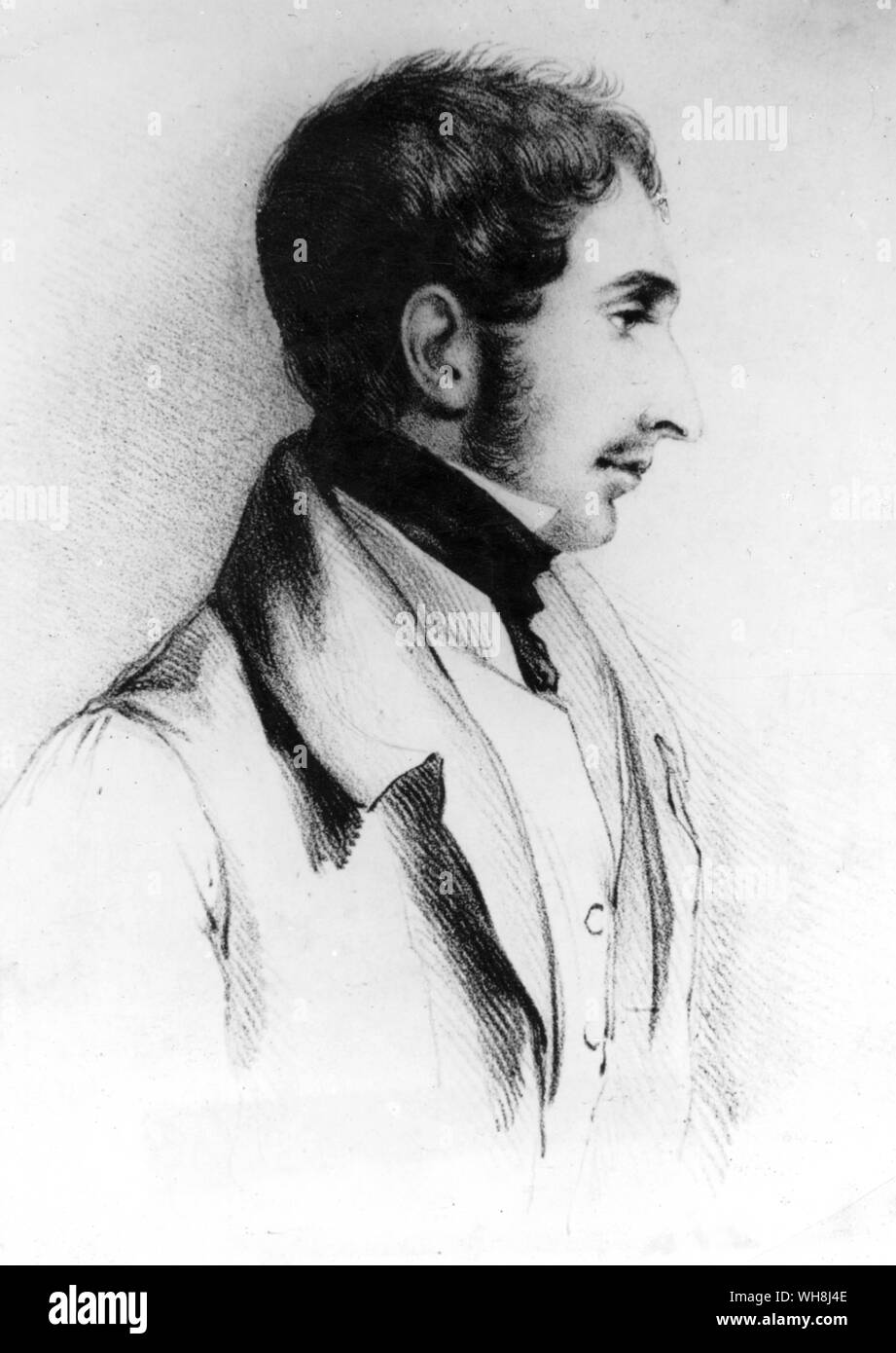 Robert FitzRoy (1805-1865) in his twenties. 'He was a handsome man, strikingly like a gentleman, with highly courteous manners...' FitzRoy achieved lasting fame as the captain of HMS Beagle and as a pioneering meteorologist who invented weather forecasts, also proving an able surveyor and hydrographer as well as Governor of New Zealand. Darwin and the Beagle by Alan Moorhead, page 21.. . Stock Photo