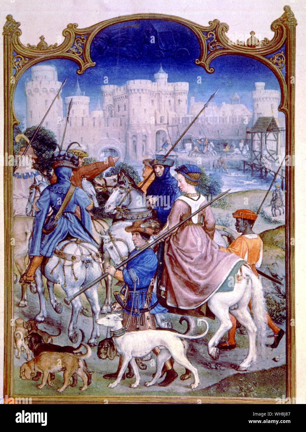 All classes loved hunting, though the poor could not enjoy the sumptuous day long sport of the nobility, and Chaucer hardly idealizes it as he does virtuous poverty Stock Photo