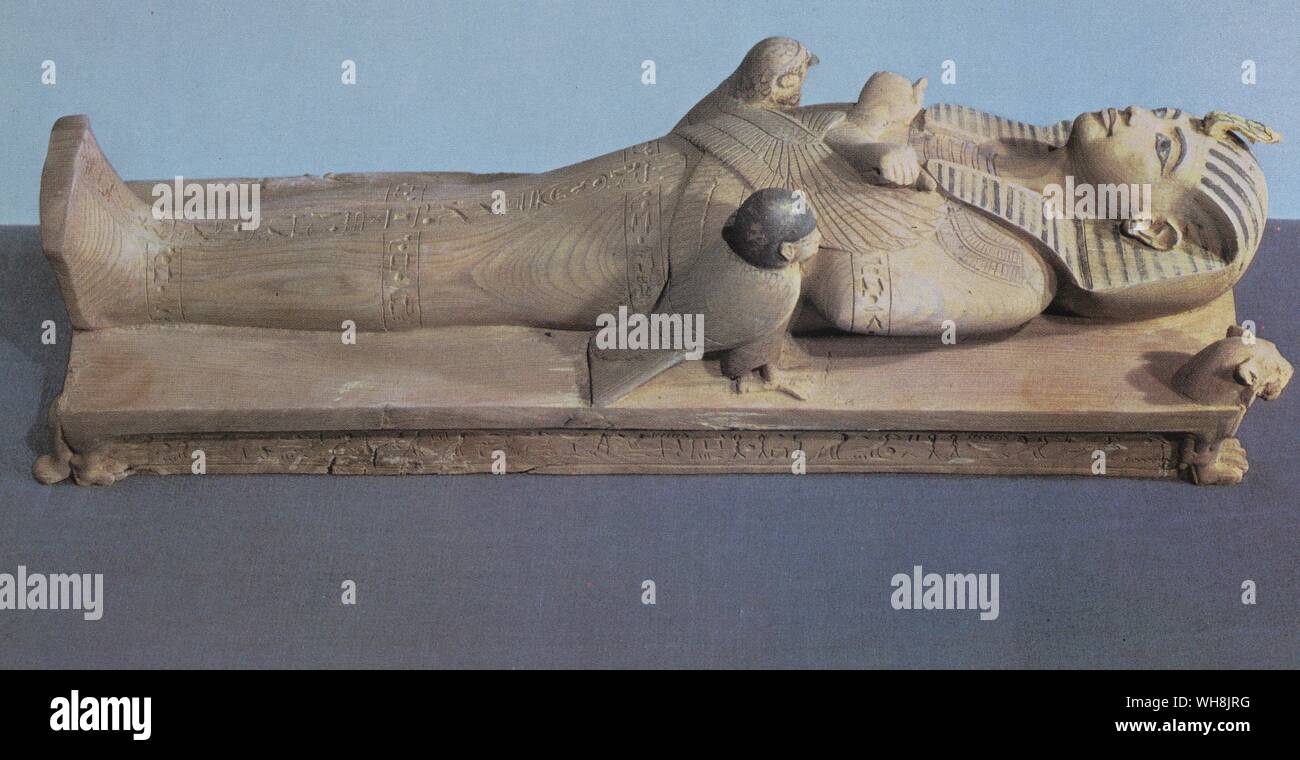 Miniature effigy of the lying on a bier. Stock Photo