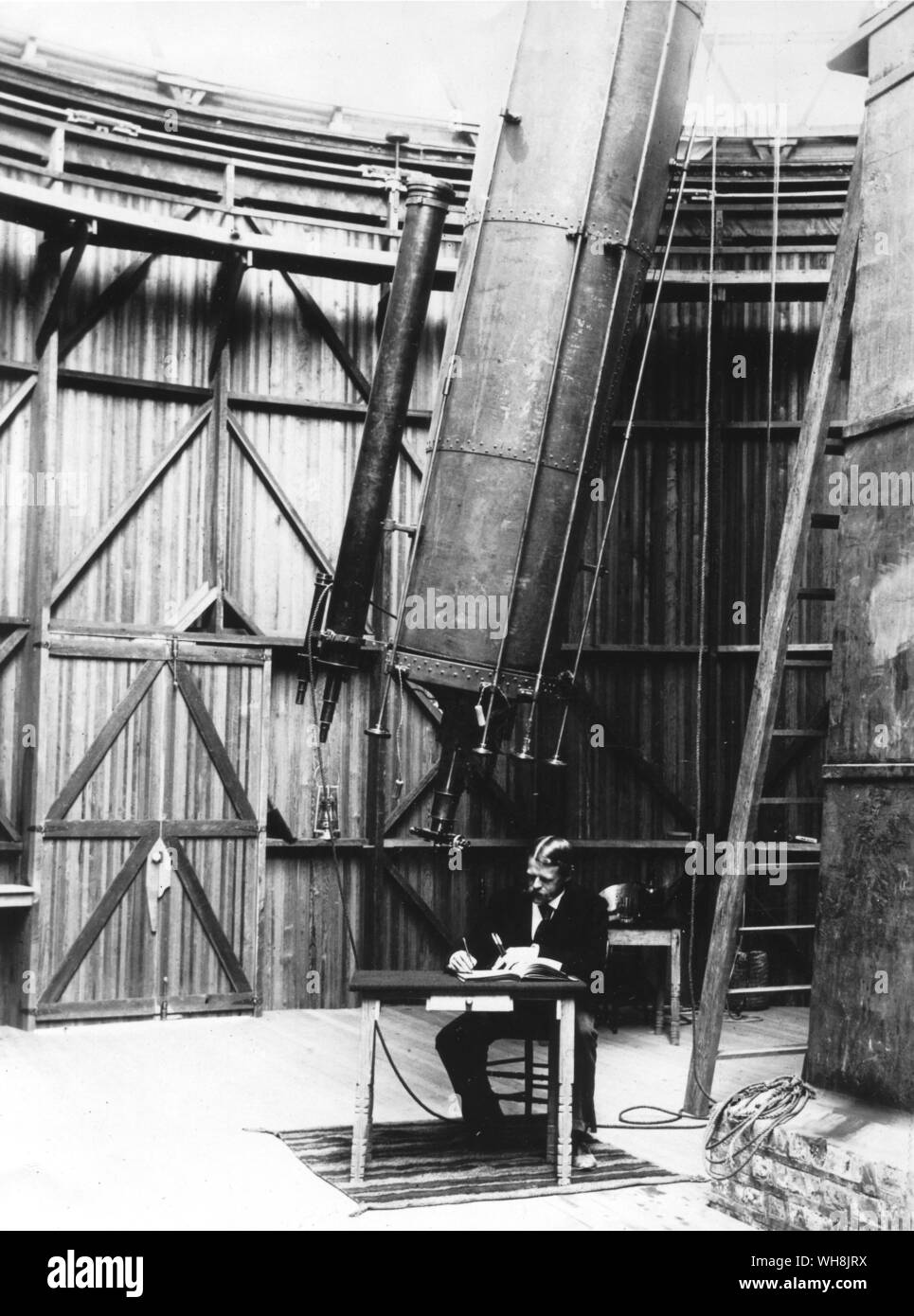 Andrew  E Douglass seated in the dome of the 24 in Clark Refractor at Flagstaff Arizona Desert Stock Photo