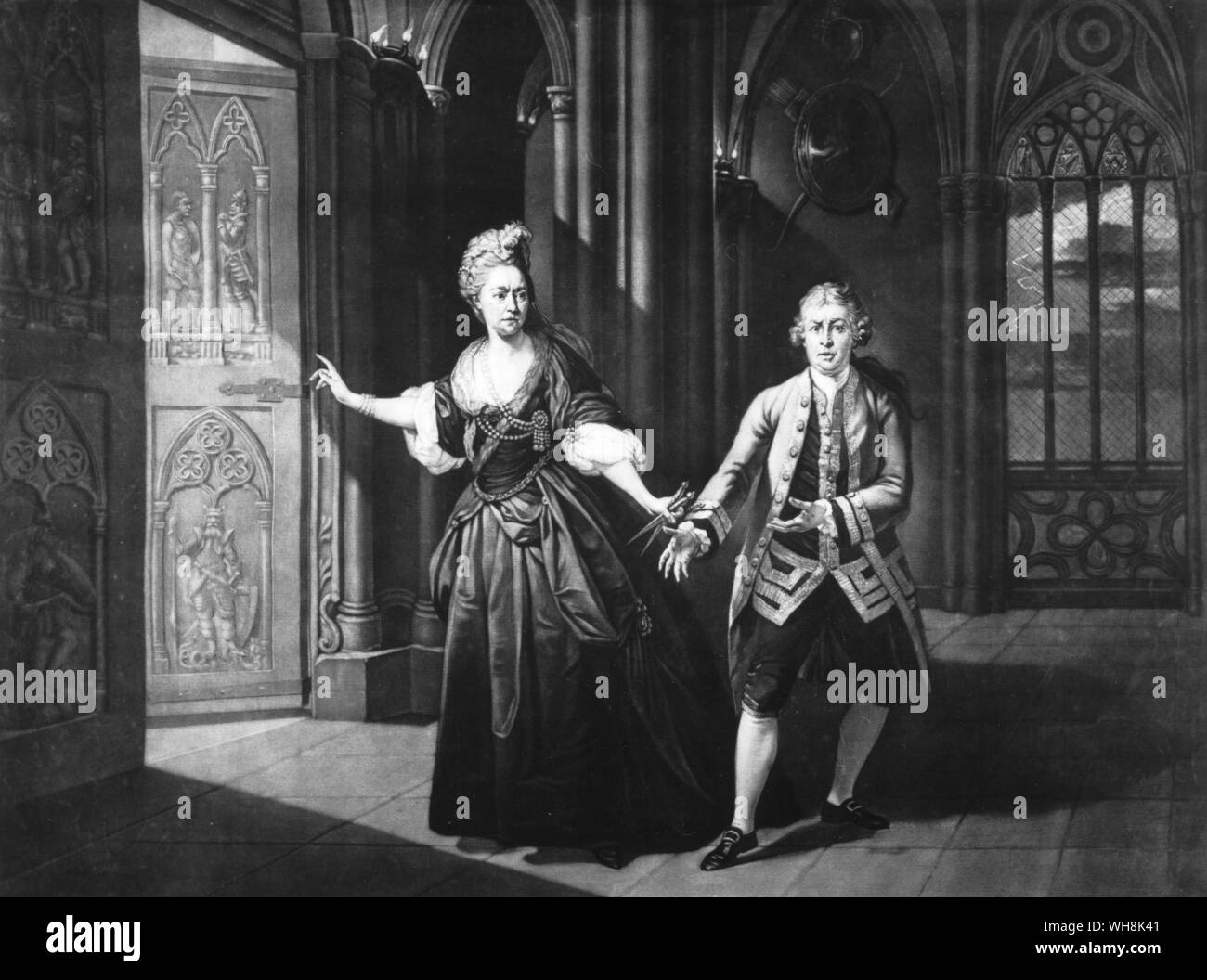 Garrick and Mrs Pritchard as Macbeth and Lady Macbeth 1768 Drury Lane Stock Photo