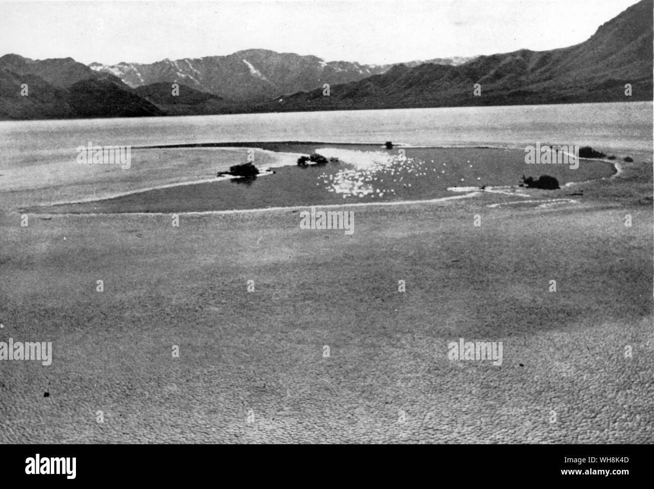 Moving Rocks in California mind pool after rainstorm 1954 Stock Photo