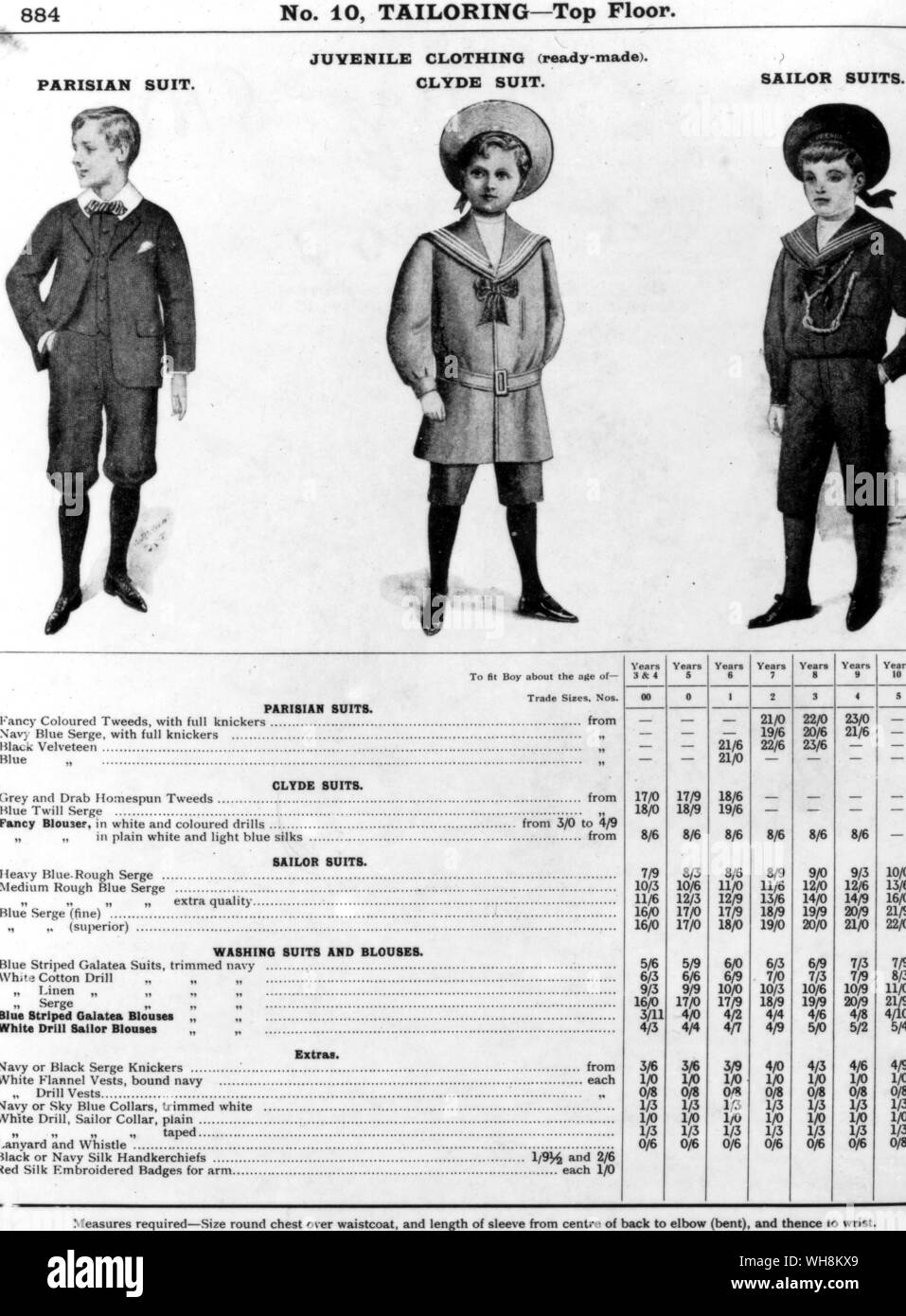 Children Tailoring Fashion from Army and Navy Store Catalogue 1907 Stock Photo