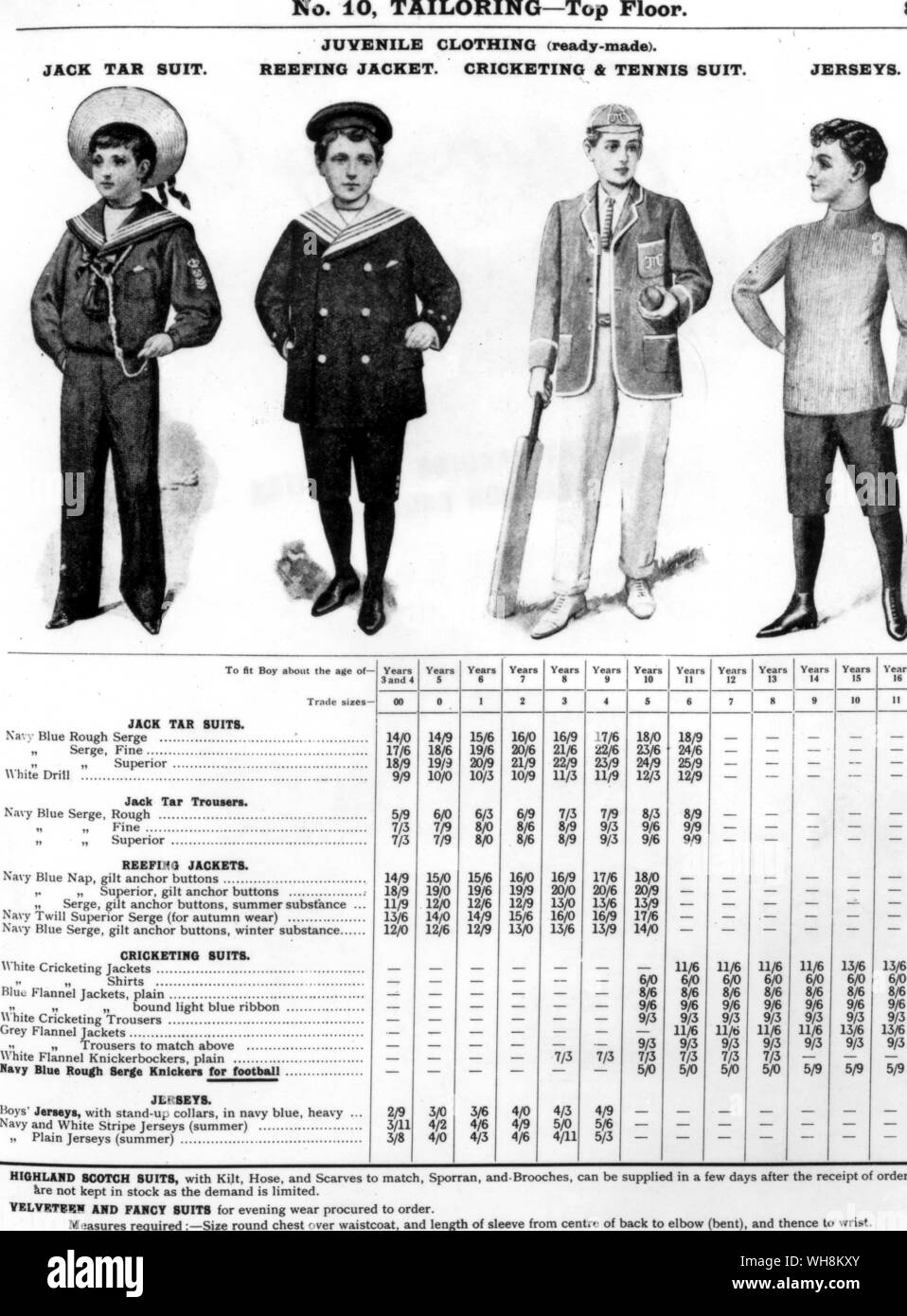 Children Tailoring Fashion from Army and Navy Store Catalogue 1907 Stock Photo