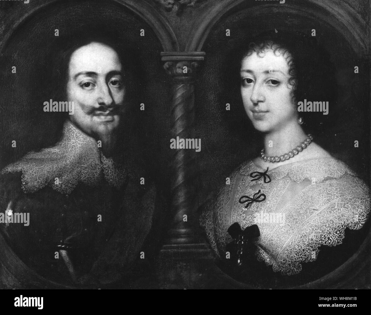 Henrietta Maria with her husband whose coronation and execution she did not share Queen to Charles I born 1609 married 1625 died 1669. Stock Photo