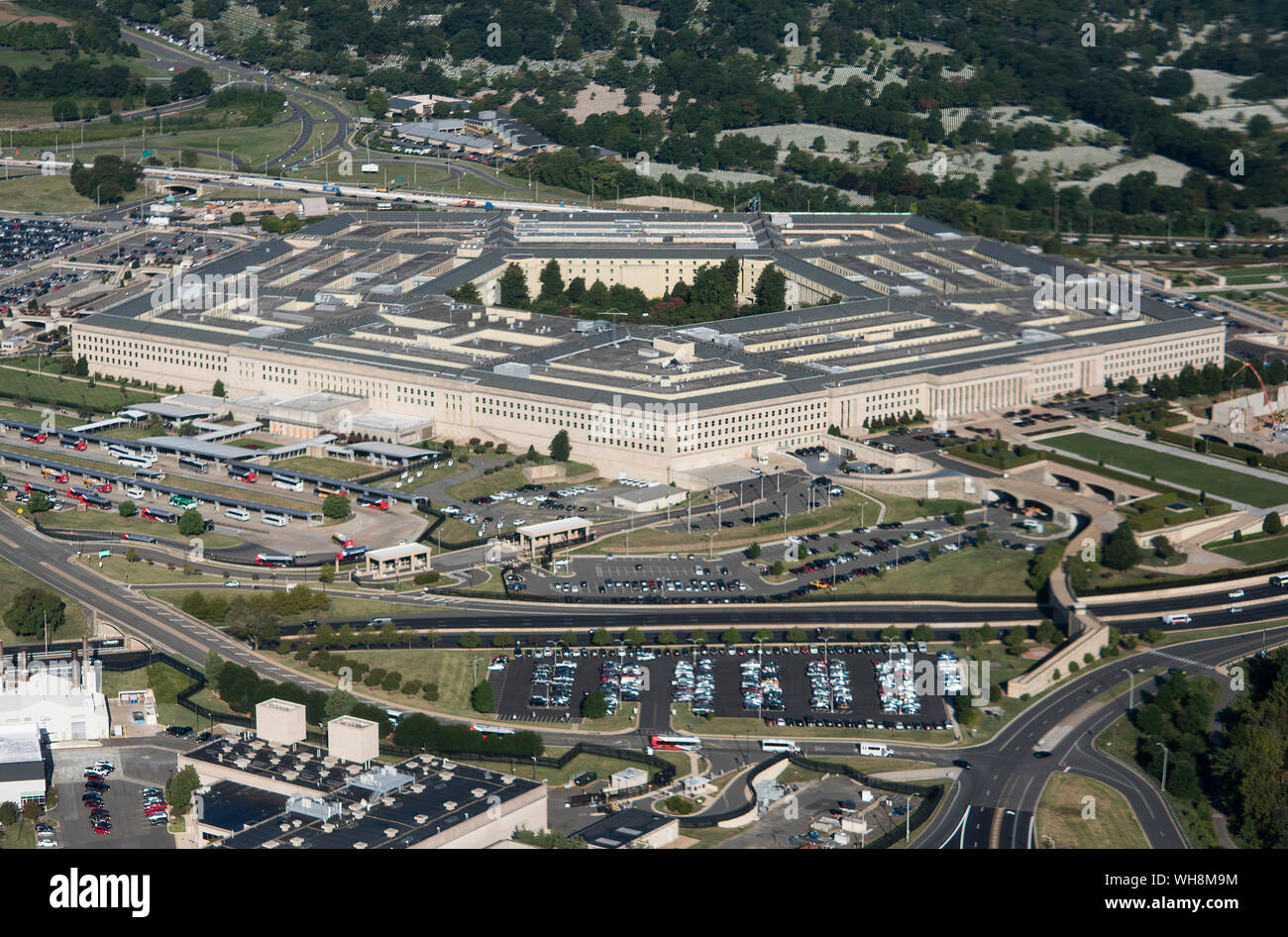 Aerial view of the Pentagon building in Arlington, Va. Stock Photo