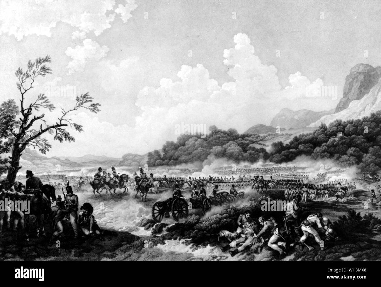 ... one of the most significant military events of the era': the Battle of |maida in southern Italy, 4 July 1806, when an outnumbered English force under Sir John Stuart defeated an attack by General Reynier's division. Engraved by A. Cardon after P. J. de Loutherbourg. National Army Museum, London Stock Photo