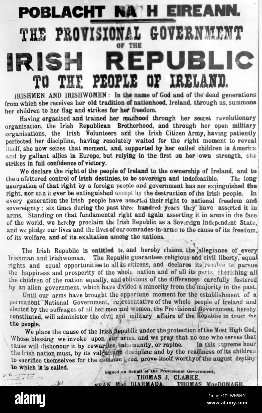 The Proclamation of an Irish Republic by seven rebel leaders Stock Photo