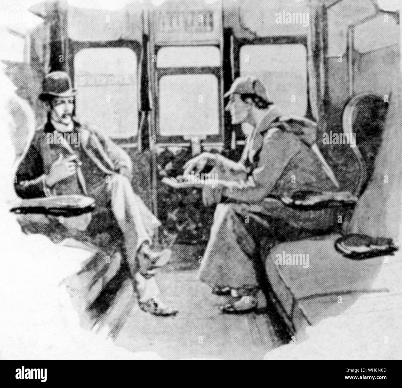 Crime Fiction Sherlock Holmes and Dr Watson an illustration by Sidney Paget from The Strand Magazine in which the stories first appeared Stock Photo