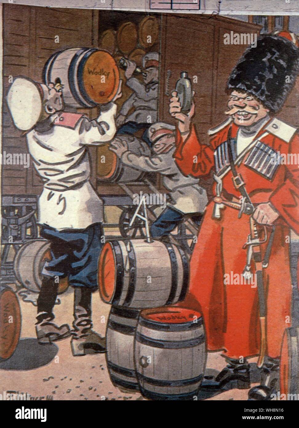 A German Cartoon on the state of morale and discipline in the Russian army Stock Photo