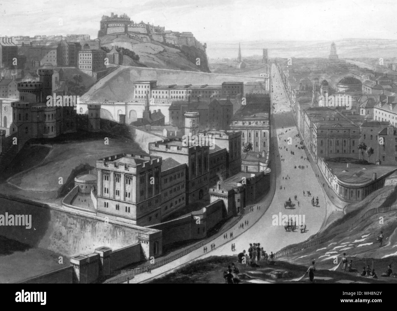 Princes Street from Calton Hill Edinburgh 1822 Stock Photo