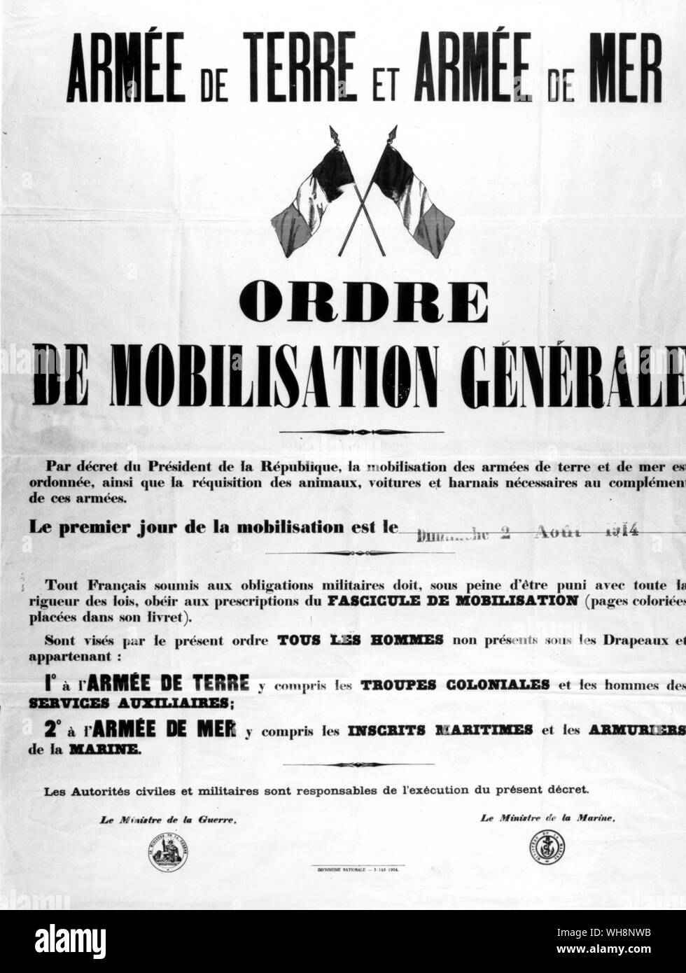 French Mobilzation Poster Stock Photo