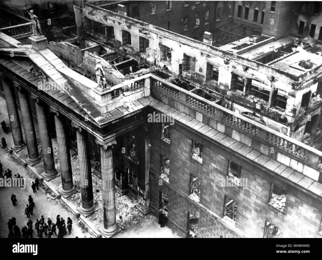 Irish republicans rebelled against British rule in Ireland in Easter 1916 . Dublin Post Office - GPO - in ruins. It had been the Head Quarters HQ of the Irish rebel forces Stock Photo