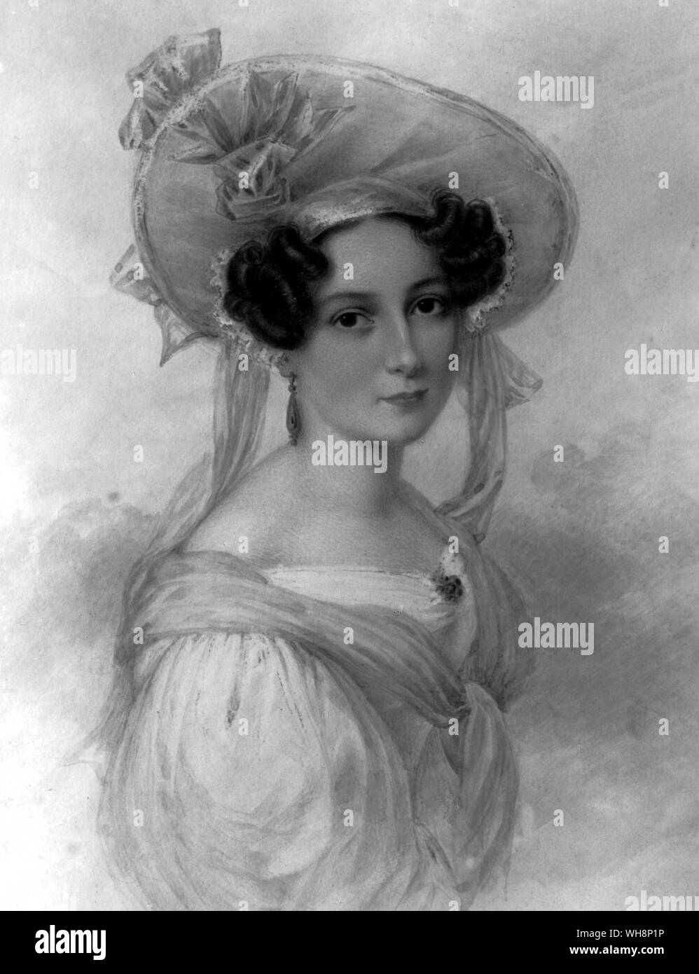 Portrait of  Princess Feodora of Hohenlohe Langenburg  by artist  Gutekunst 1830 Princess Feodora was Princess Victoria's half sister Stock Photo