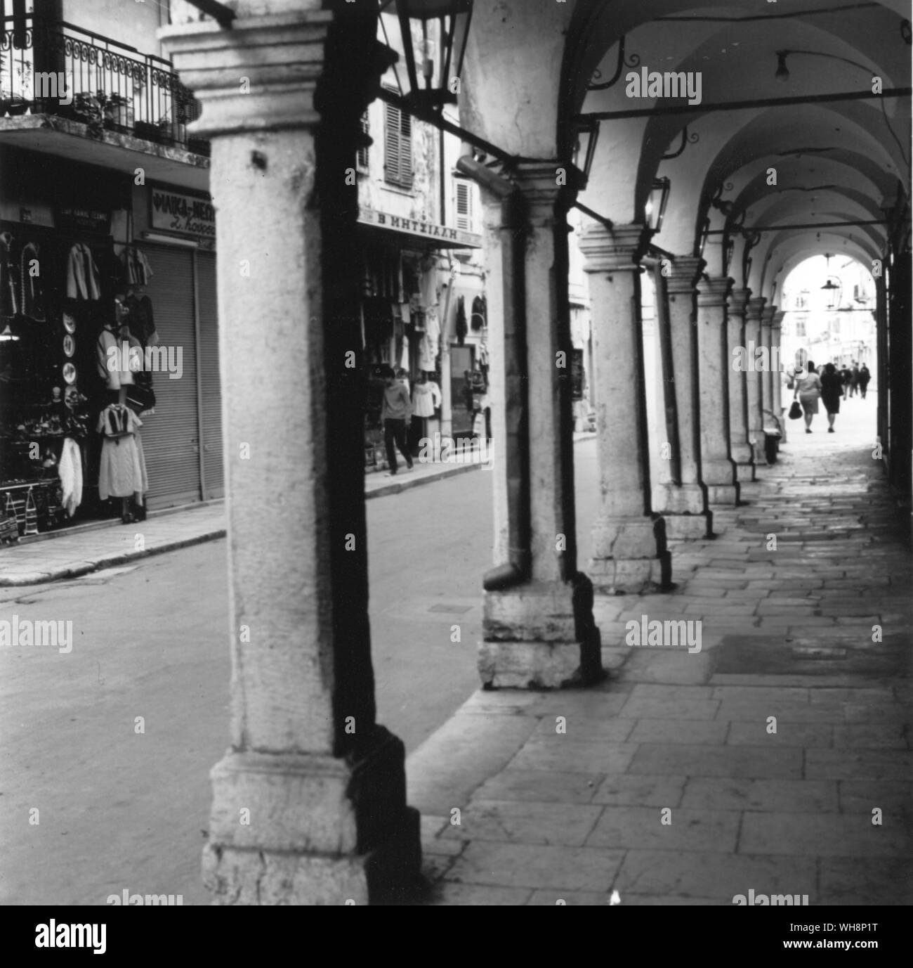 Arcaded Streets of Corfu Stock Photo