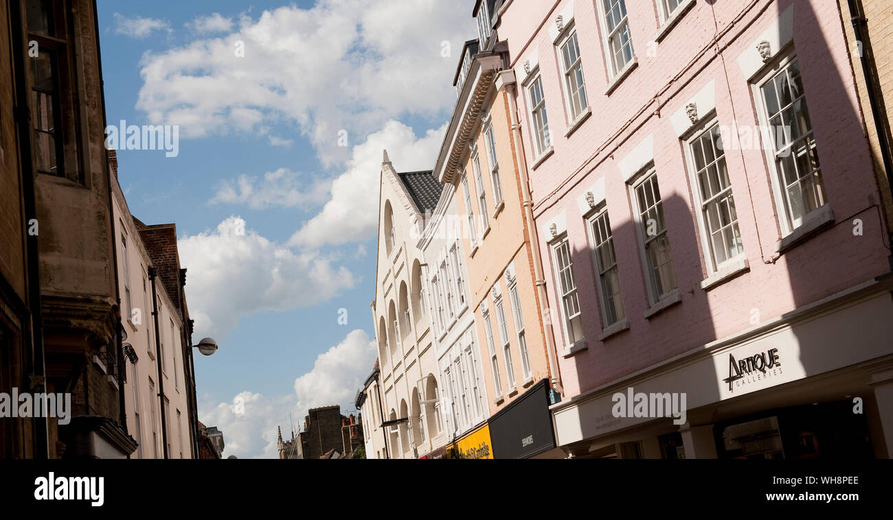 Shops on Bridge Street in the city of Cambridge, England. Stock Photo