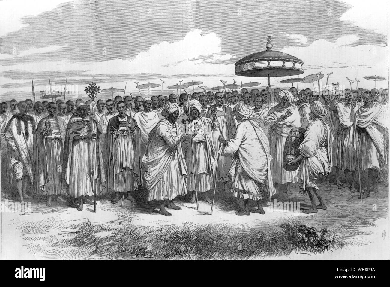 Priests and villagers of Wadela singing the song of Moses for Napier Stock Photo