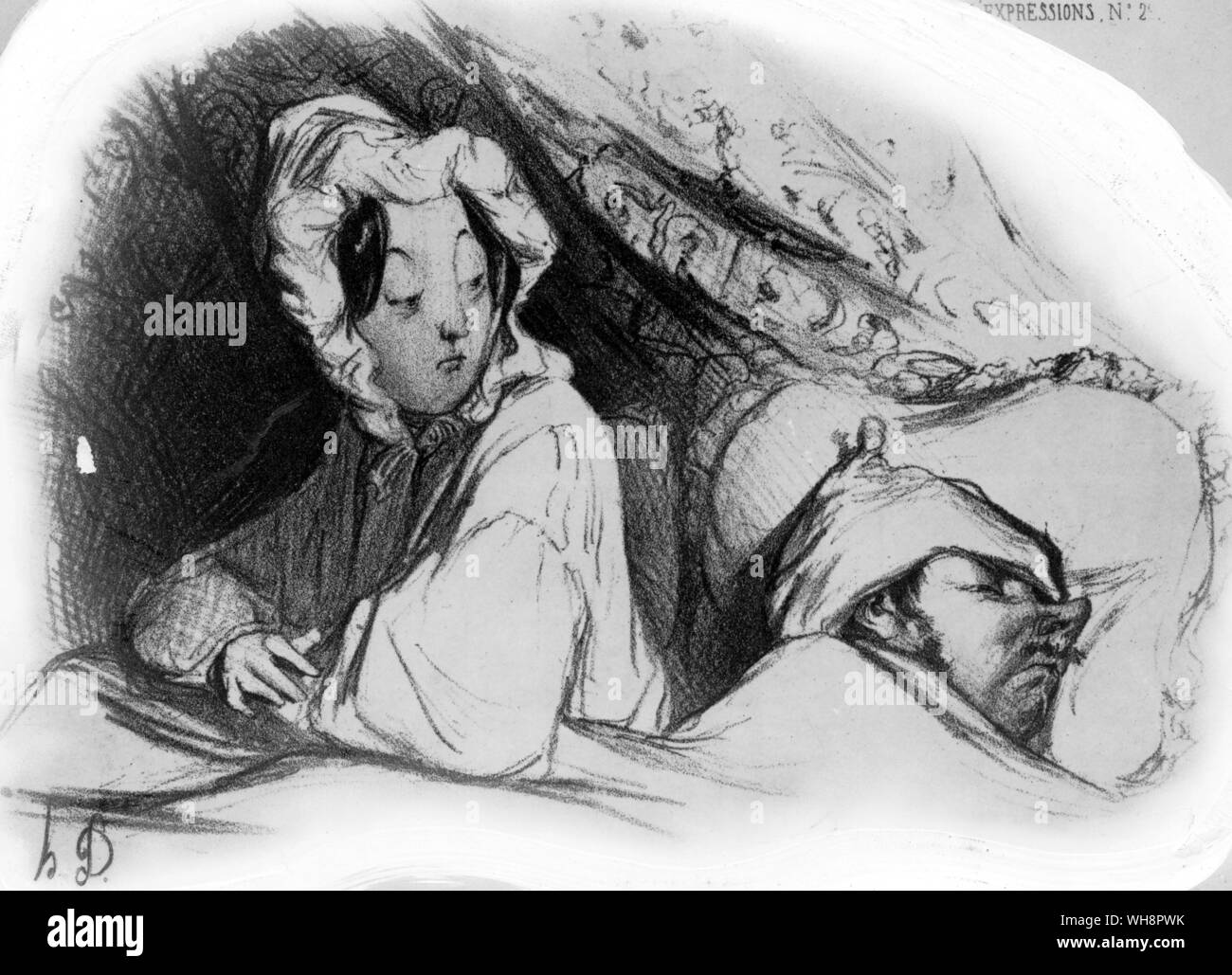 Daumier has exactly caught Balzac's views on marriage. Stock Photo